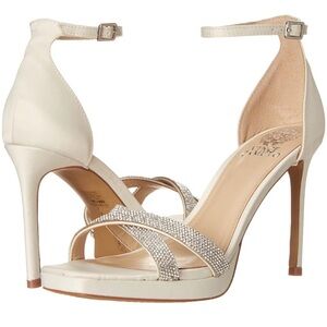 Vince Camuto Cream Heels with Rhinestone Accents